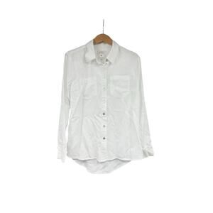 Serra Retreat by Joie Rucker Malibu Bluffs White Lyocell Shirt Elastic Cuff XS